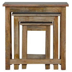 Country Solid Wood Stool Set of 3 - L30 x W55 x H55 cm