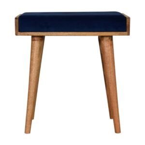Royal Blue Velvet Tray Footstool - L35 x W50 x H52 cm