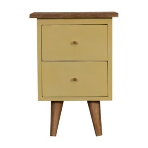 Yellow Hand Painted Bedside - L30 x W35 x H50 cm