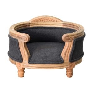 Carved Battleship Tweed Pet Bed - L41 x W48 x H32 cm