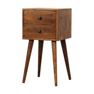 Mini 2 Drawer Chestnut Bedside - L30 x W30 x H57 cm