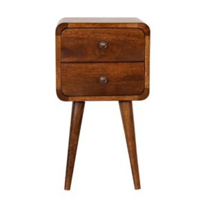 Mini Chestnut Curved Bedside - L30 x W30 x H55 cm
