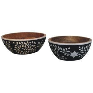Floral Resin Inlay Bowl Set - L31 x W31 x H11 cm