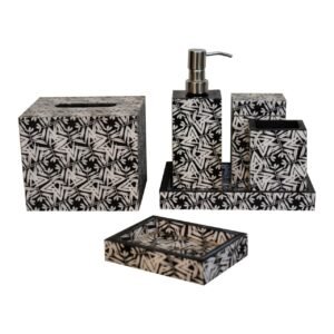 Aztec Print Bathroom Set of 6 - L7 x W7 x H19 cm
