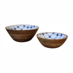 Blue and White Bowl Set of 2 - L25 x W25 x H10 cm