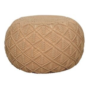 Ansley Beige Pouffe - L50 x W50 x H36 cm