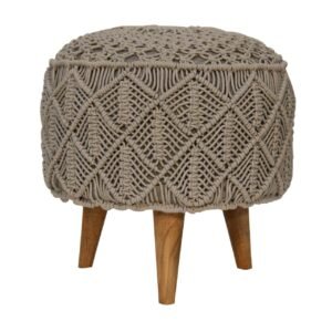Crotchet Grey Footstool - L40 x W40 x H40 cm
