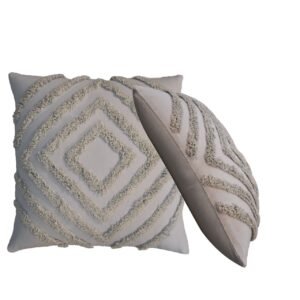 Tacy Grey Cushion Set of 2 - L45 x W45 x H15 cm