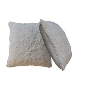 Fluffy Cushion Set of 2 - Cream - L45 x W45 x H15 cm