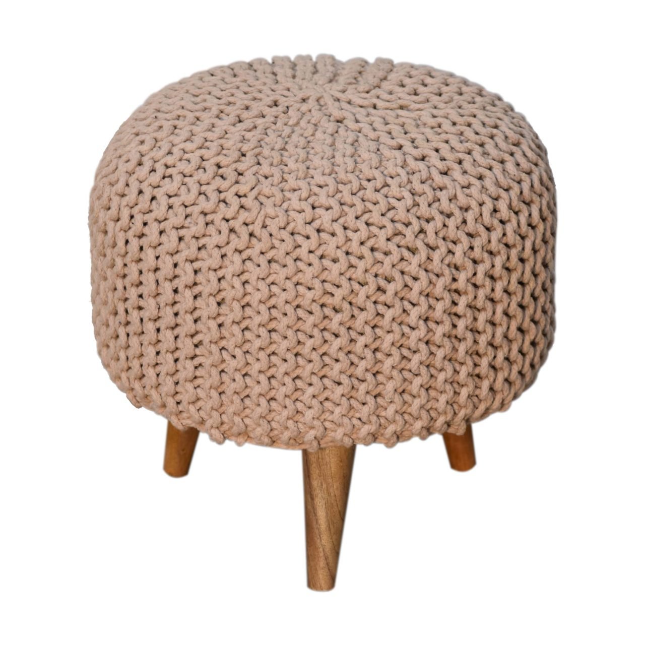 Keeva Beige Round Footstool - L40 x W40 x H40 cm - Image 2