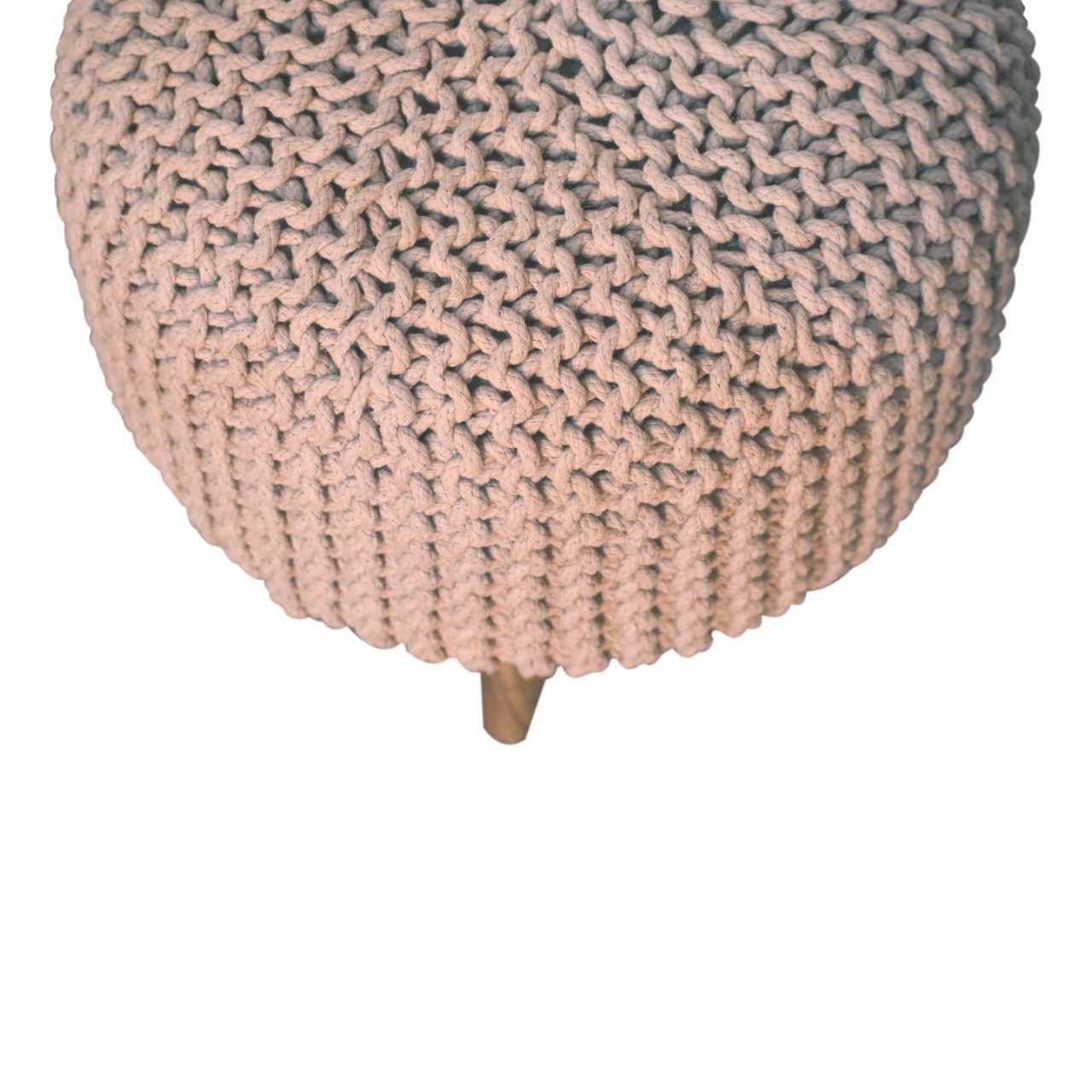 Keeva Beige Round Footstool - L40 x W40 x H40 cm - Image 3