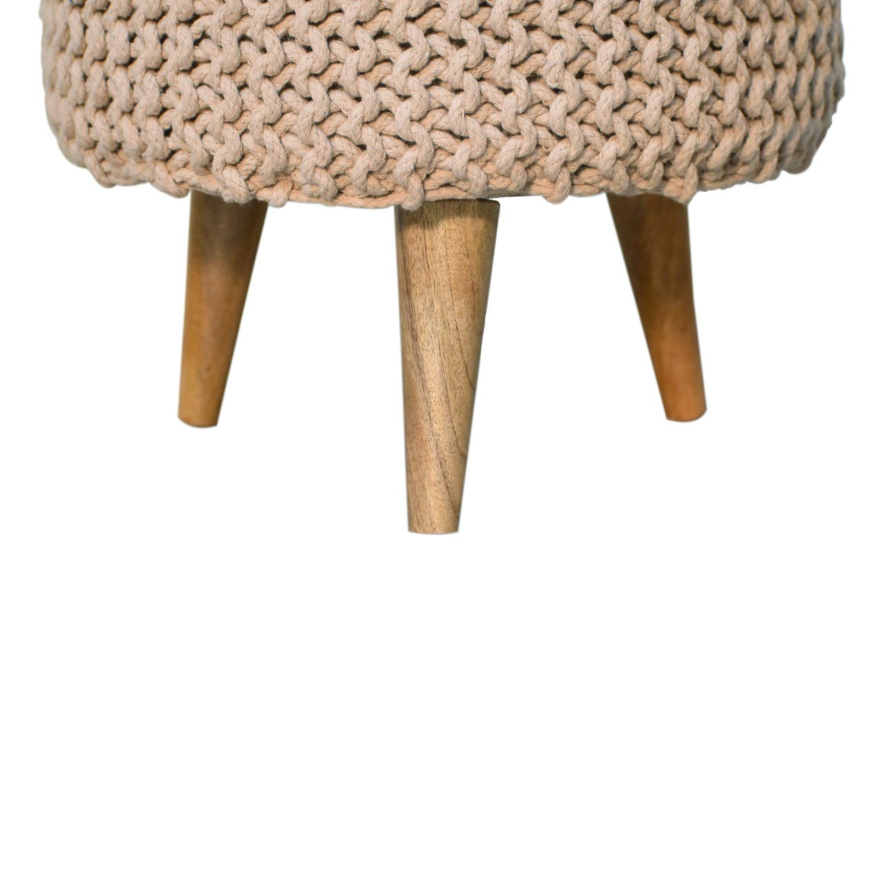 Keeva Beige Round Footstool - L40 x W40 x H40 cm - Image 6