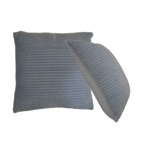 Ribbed Grey Cushion Set of 2 - L45 x W45 x H12 cm