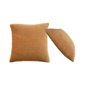 Ribbed Mustard Cushion Set of 2 - L45 x W45 x H12 cm