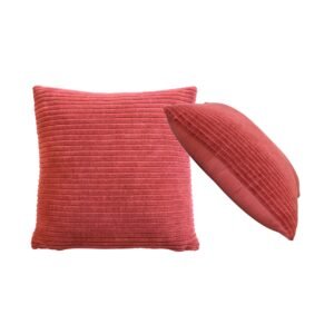 Ribbed Red Cushion Set of 2 - L45 x W45 x H12 cm