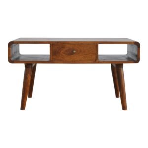 Curved Chestnut Coffee Table - L55 x W85 x H45 cm