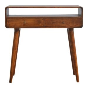 Curved Chestnut Console Table - L35 x W90 x H90 cm