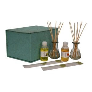Adira Glass Bottle Diffuser Set (Mandarin & Apple Cinnamon) - L7 x W7 x H10 cm
