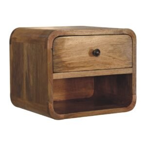 Mini Oak-ish Floating Open Bedside - L25 x W30 x H25 cm