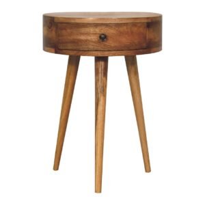 Mini Oak-ish Circular Shape Bedside - L32 x W40 x H52 cm