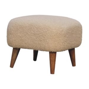 Boucle Cream Square Footstool - L40 x W40 x H35 cm