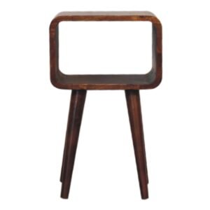 Mini Chestnut Curved Open Bedside - L25 x W30 x H50 cm