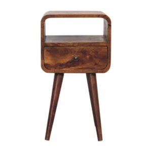 Mini Chestnut Curve Open Bedside - L30 x W30 x H55 cm