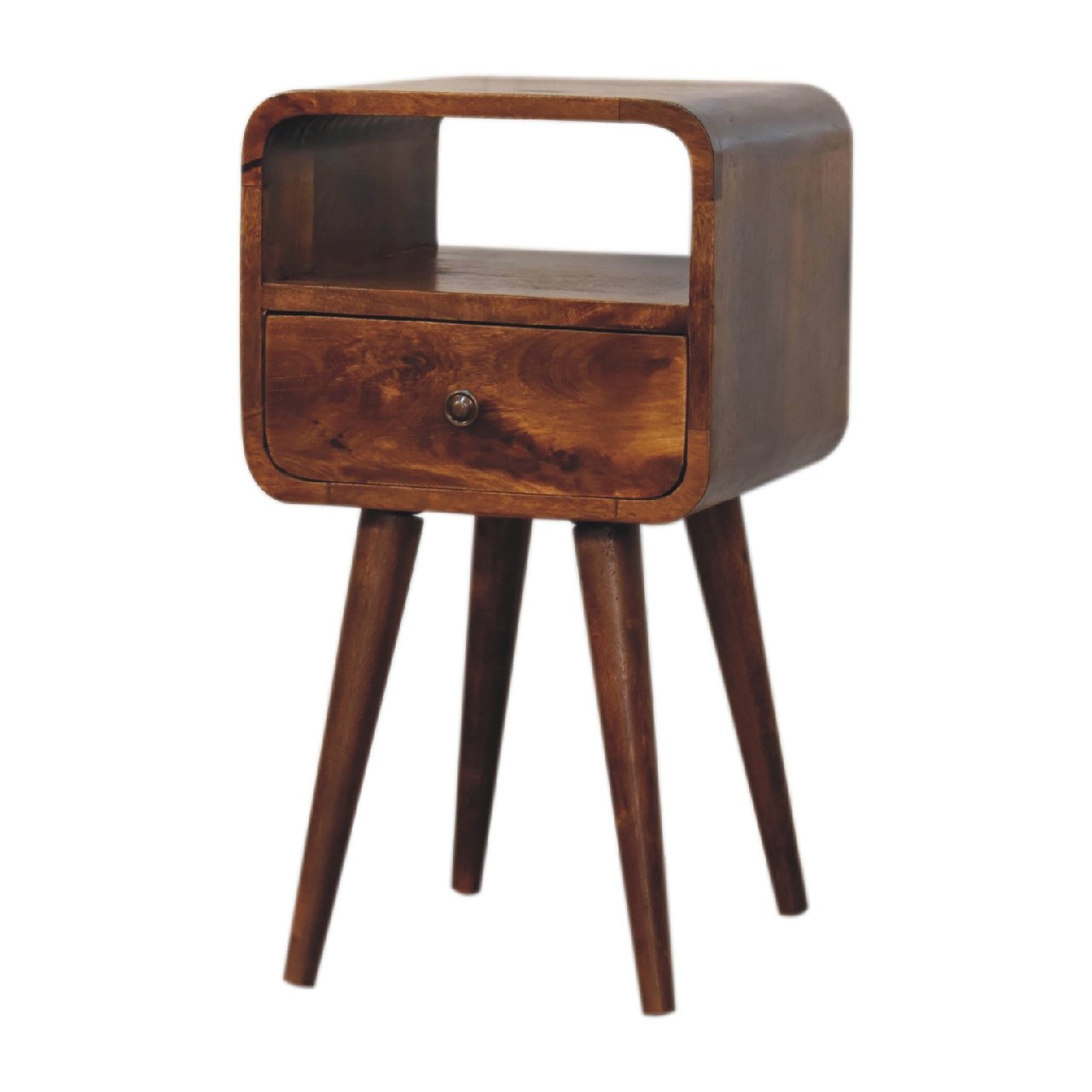 Mini Chestnut Curve Open Bedside - L30 x W30 x H55 cm - Image 3