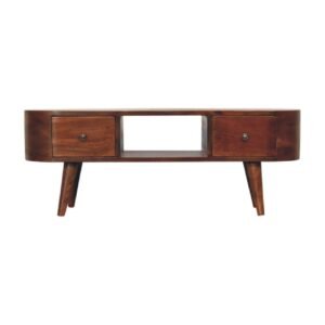 Chestnut Round Open Media Unit - L30 x W100 x H37 cm
