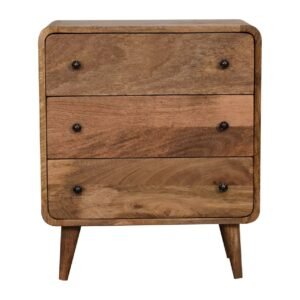 Mini Curved Oak-ish Chest - L30 x W55 x H65 cm
