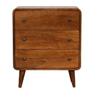 Mini Curved Chestnut Chest - L30 x W55 x H65 cm