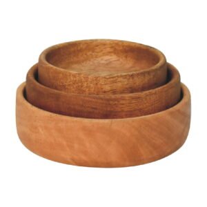 Solid Wood Fruit Bowl Set of 3 - L22 x W22 x H3.5 cm