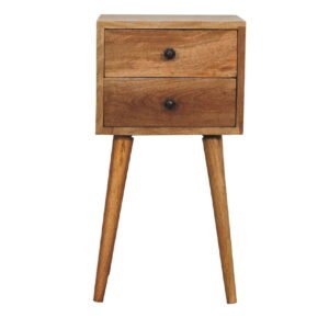 Mini 2 Drawer Oak-ish Bedside - L30 x W30 x H57 cm