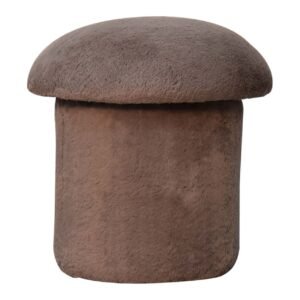 Mocha Faux Fur Mushroom Footstool - L44 x W44 x H45 cm