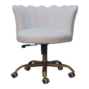 White Boucle Swivel Chair - L58 x W68 x H75 cm