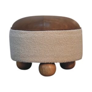 Cream Boucle Buffalo Footstool - L45 x W45 x H35 cm