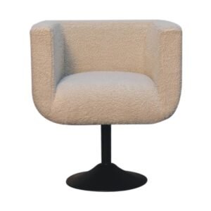 Cream Boucle Swivel Chair - L55 x W65 x H75 cm