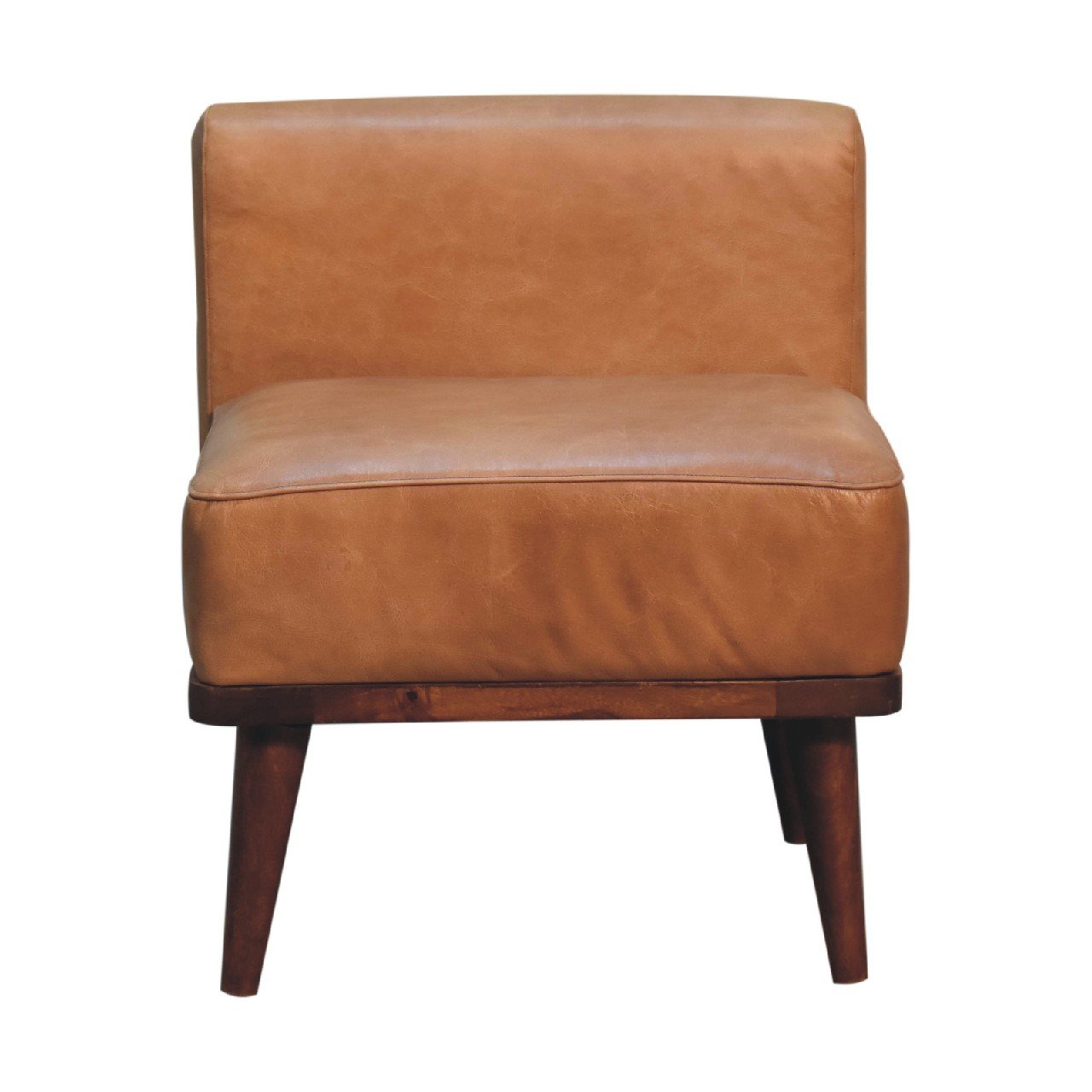 Tan Buffalo Backrest Footstool - L50 x W50 x H60 cm