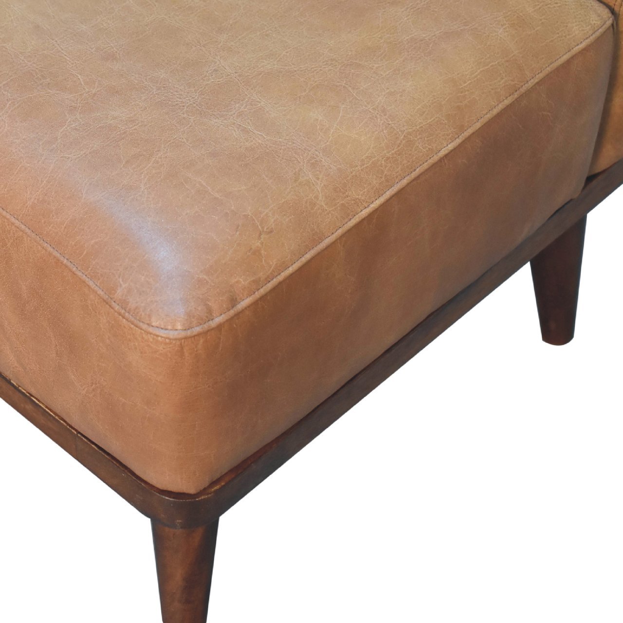 Tan Buffalo Backrest Footstool - L50 x W50 x H60 cm - Image 5