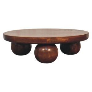Chestnut Central Ball Table - L80 x W80 x H23 cm