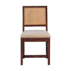 Cream Boucle Rattan Chair - L44 x W44 x H87 cm