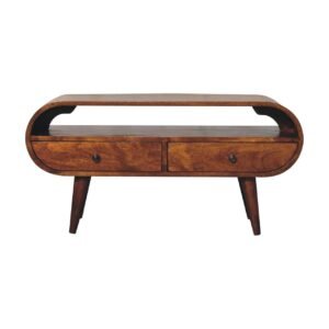 Chestnut Circular TV Stand - L35 x W90 x H45 cm