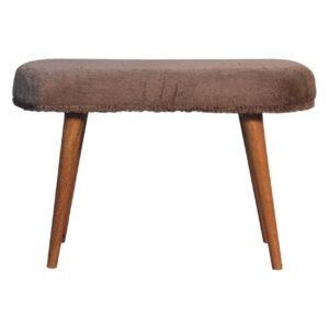 Mocha Faux Fur Fabric Bench - L35 x W78 x H50 cm