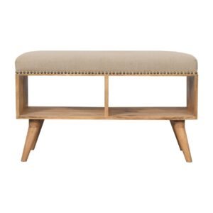 Studded Linen Open Bench - L35 x W85 x H50 cm