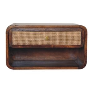 Chestnut Wall Mounted Open Woven Bedside - L32 x W45 x H25 cm
