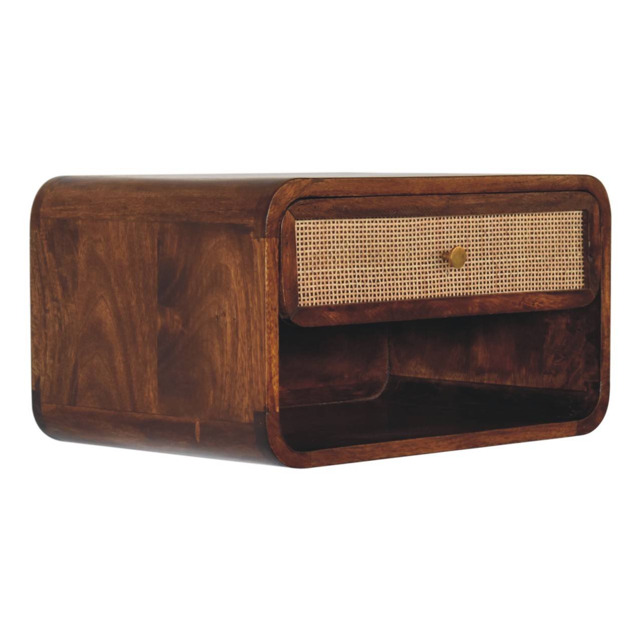 Chestnut Wall Mounted Open Woven Bedside - L32 x W45 x H25 cm - Image 2