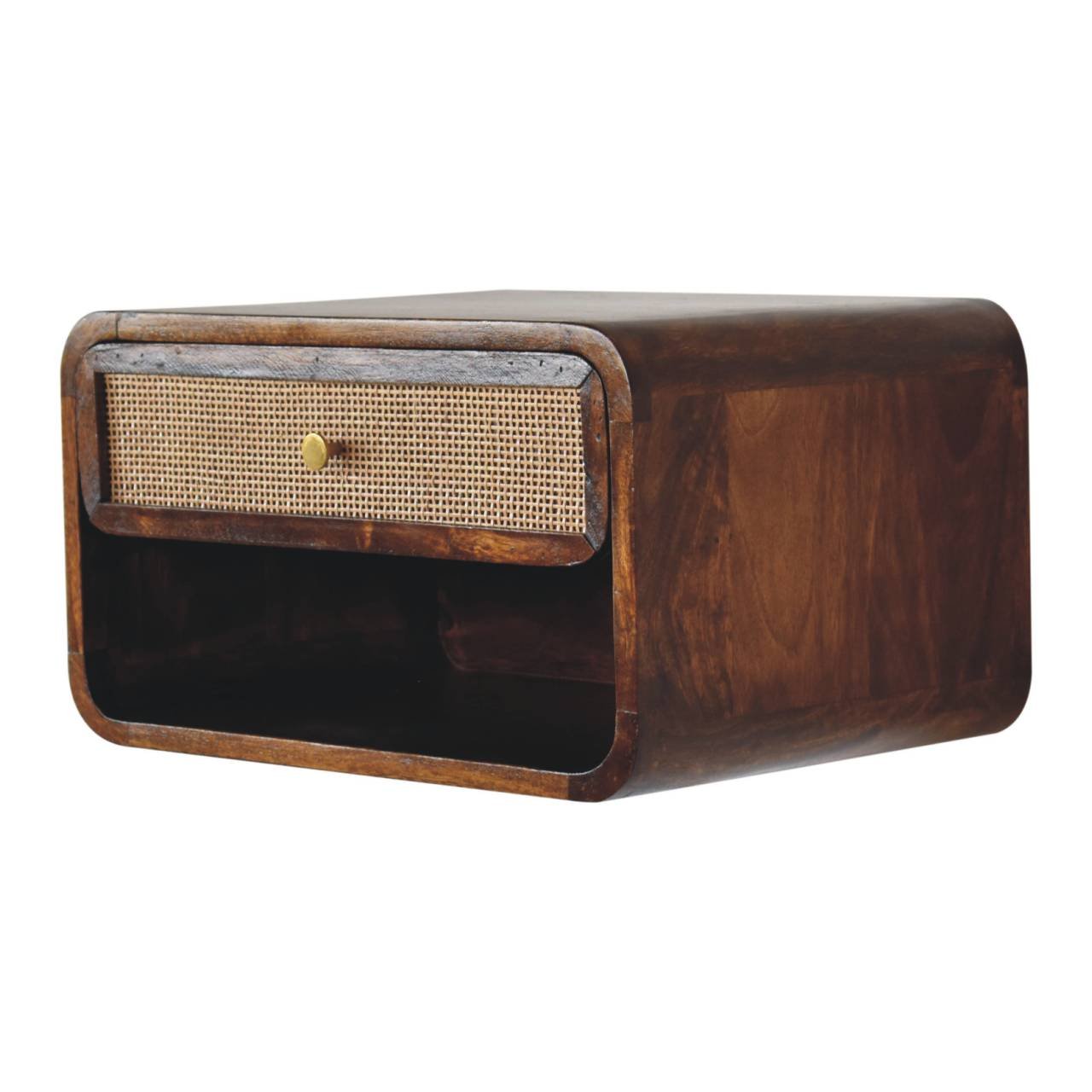 Chestnut Wall Mounted Open Woven Bedside - L32 x W45 x H25 cm - Image 3