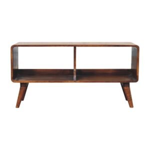 Curved Chestnut Double Slot Media Unit - L35 x W100 x H50 cm