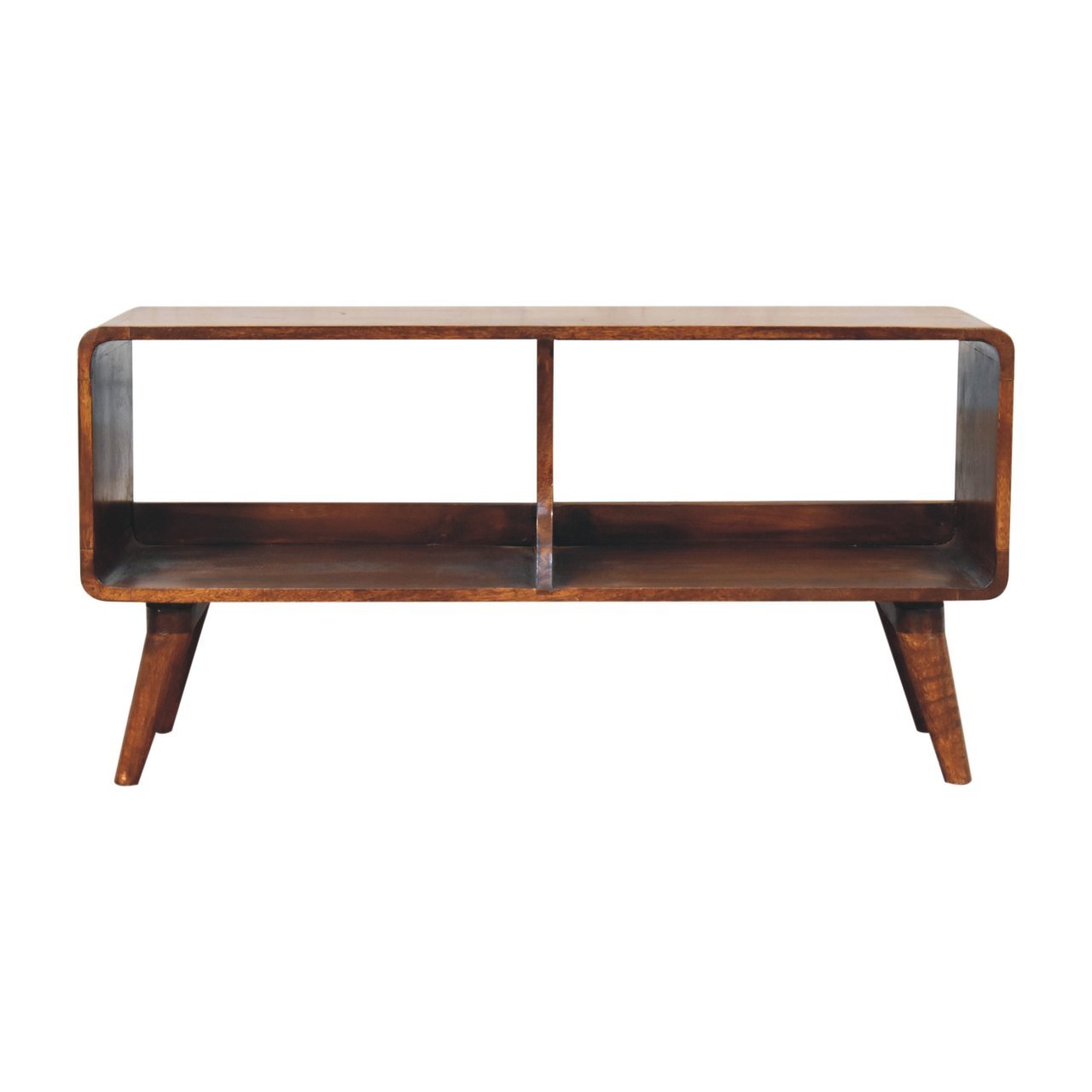 Curved Chestnut Double Slot Media Unit - L35 x W100 x H50 cm