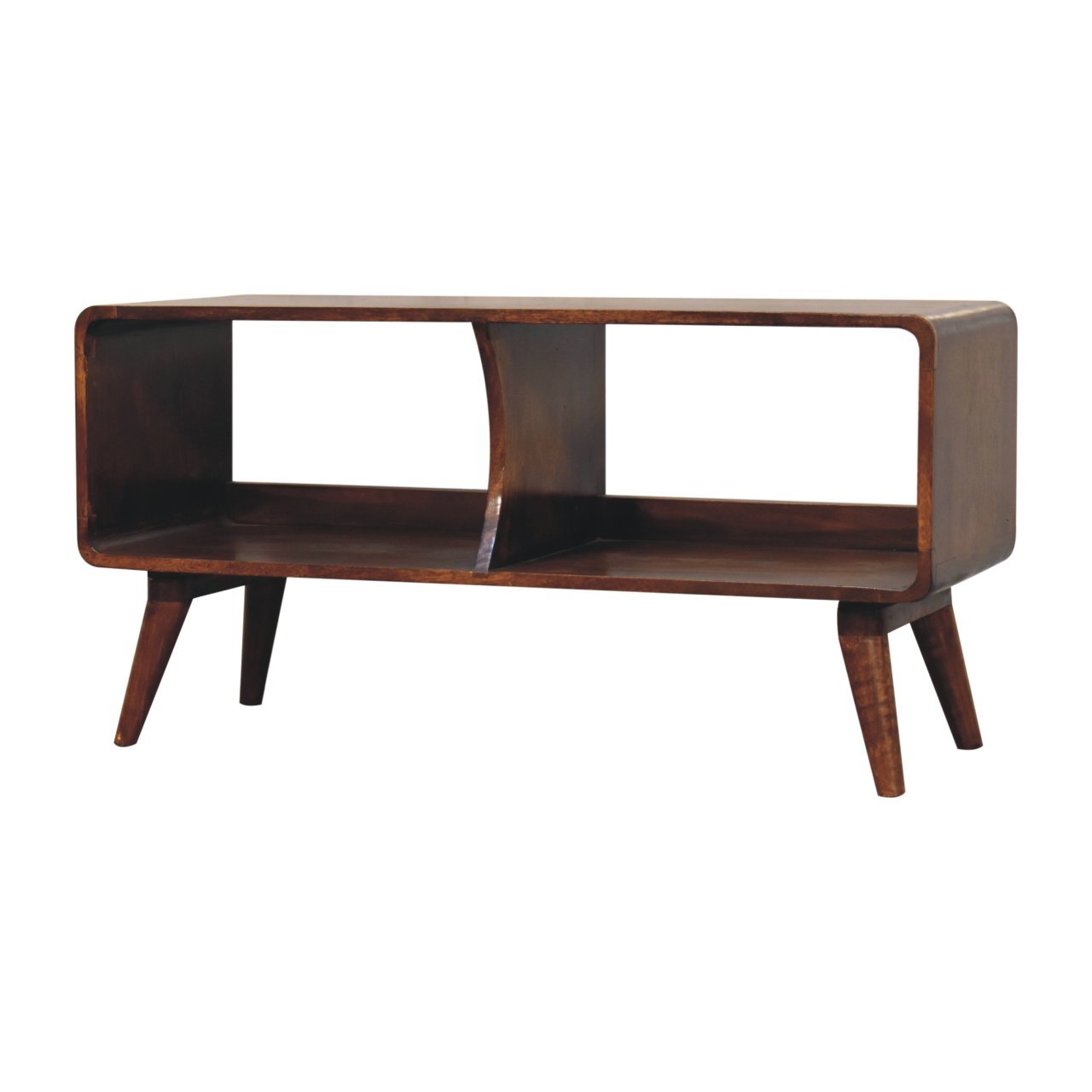 Curved Chestnut Double Slot Media Unit - L35 x W100 x H50 cm - Image 2